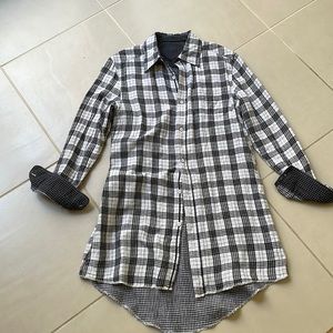Flannel Black and white button down - longer shirt